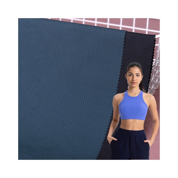 270g Nylon Spandex High Elastic Knitted 2x2 Ribbed Fabric – Striped Groove for Yoga & Sportswear | product image