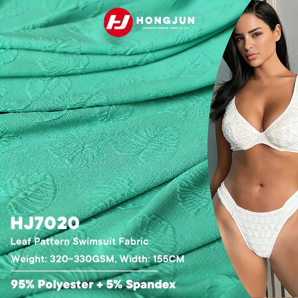 Factory Direct Selling Elastic Knitted Leaf Flower Jacquard Fabric Women Dress Fabric Swimsuit Fabri | product image