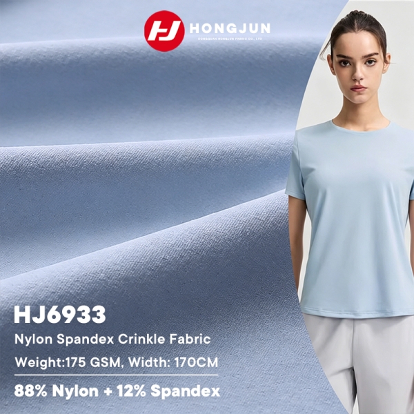 Direct Selling Quick Dry Stretch Crinkle Nylon Spandex Fabric for Women's Sportswear Tops | product image