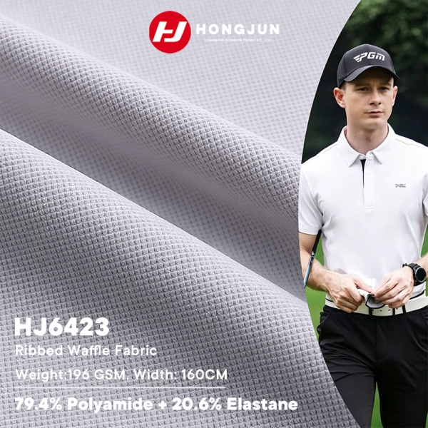 Brand New Waffle Knit Polyamide Elastane Fabric 196GSM Quick Dry Stretch for Men's Golf Polo Shirts | product image