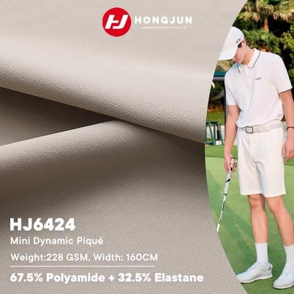Wholesale Pique Knit Polyamide Elastane Fabric 228GSM High Stretch Anti-Wrinkle for Men's Golf Polo  | product image