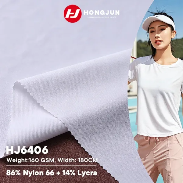 Direct Selling Nylon Stretch Fabric 160GSM Quick Dry Breathable for Women's Outdoor Sports Tops | product image