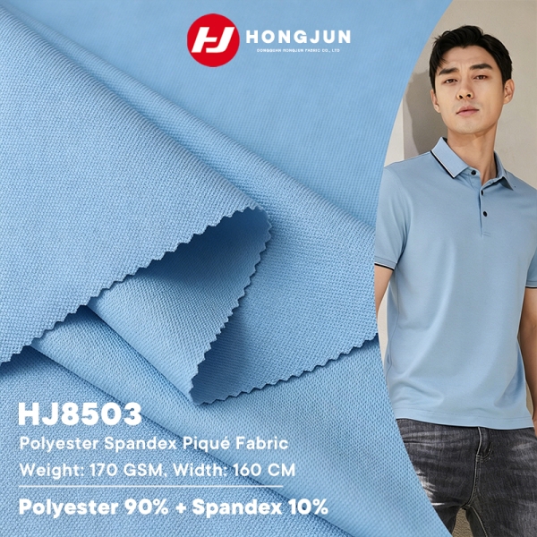 New Breathable Pique Polyester Spandex Fabric 170GSM for Polo Shirts & Casual Wear | product image