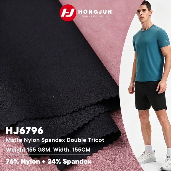 Direct Sale Matte Double Tricot Nylon Spandex Fabric 155GSM Stretch Quick Dry for Men's Sportswear T | product image