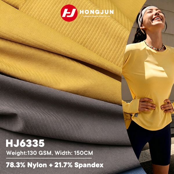 Hot Selling Lightweight Ribbed Nylon Spandex Fabric 130GSM Quick Dry for Yoga Long Sleeve Tops | product image