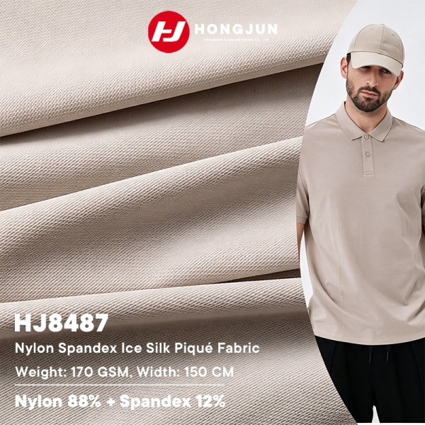 Wholesale Cooling Ice Silk Nylon Spandex Fabric 170GSM 4 Way Stretch for Summer Business Casual Polo | product image