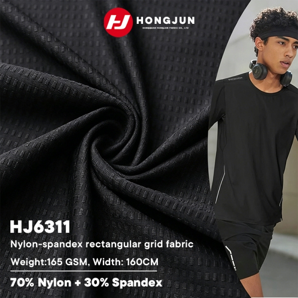 Hot Selling Rectangle Grid Nylon Spandex Fabric Breathable Quick-Dry Running Sportswear Cloth | product image