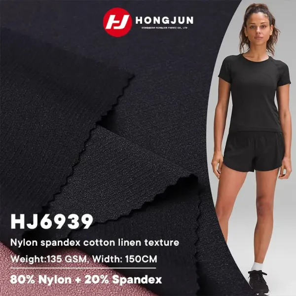 New Arrival Cotton Linen Texture Nylon Spandex Fabric Quick Dry High Stretch for Women's Yoga Gym Sp | product image