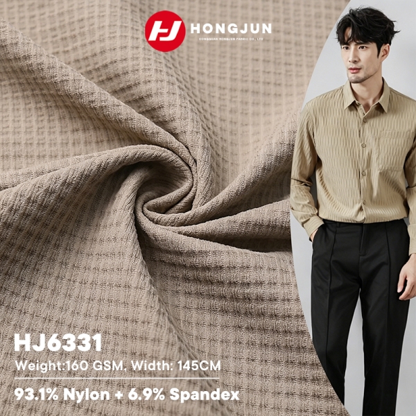 Factory Direct Sale Wrinkle-Resistant Bubble Nylon Spandex Fabric 160GSM Casual Men's Shirt Cloth | product image