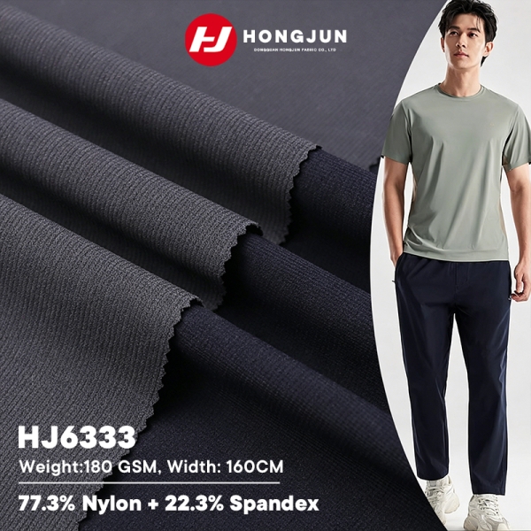 Factory Direct Sale Ribbed Nylon Spandex Fabric 180GSM Quick Dry Breathable for Men's Sports T-Shirt | product image