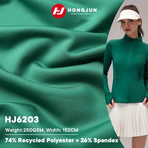 Factory Wholesale Recycled Polyester Spandex Fabric High Stretch Quick Dry Golf Tennis Sportswear Cl | product image