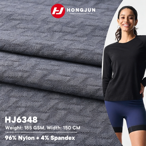 Best Textured Jacquard Nylon Spandex Fabric Breathable 4 Way Stretch for Women's Gym Long Sleeve Act | product image
