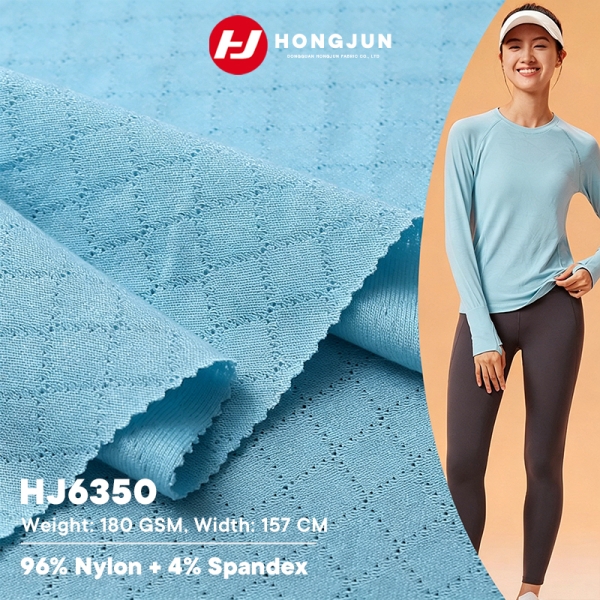 Direct Sale Breathable Hollow Jacquard Nylon Spandex Fabric for Women's Yoga Tops | product image