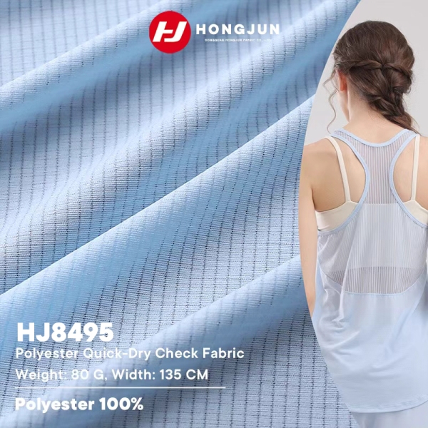 New Arrival Breathable 100% Polyester Check Quick-Dry Fabric 80GSM for Athletic Tank Tops | product image