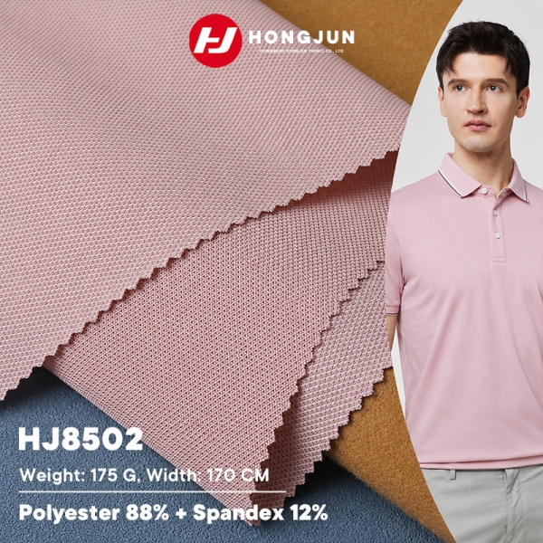 Direct Sale Stretch Piqué Polyester Spandex Fabric 175GSM for Men's Casual Polo Shirts | product image