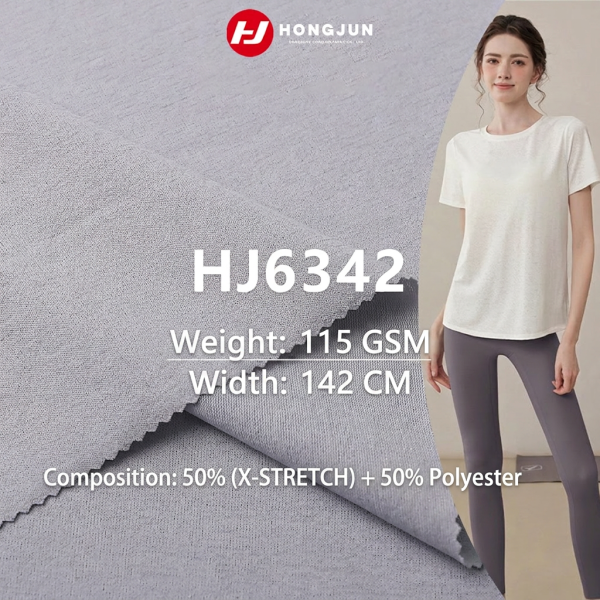 Factory Direct Selling Ultra-Soft Heather X-Stretch Polyester Fabric 115GSM for Workout T-Shirts | product image