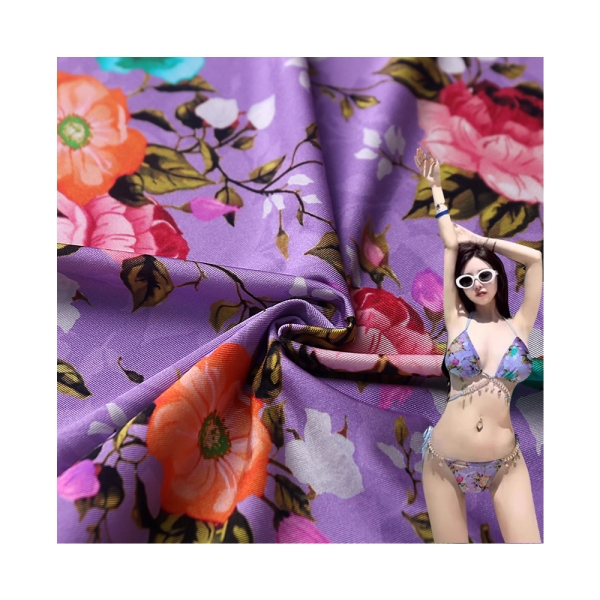Best Selling Nylon Spandex Digital Direct Printing Knitted Fabric Ice Silk Elastic Swimsuit Underwea | product image