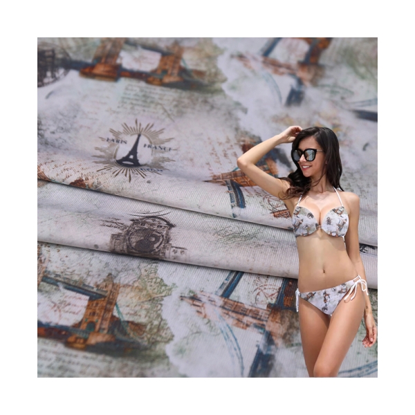 Factory Wholesale of Nylon Digital Direct Spray Printed Fabric Ice Silk Elastic Swimwear Underwear P | product image