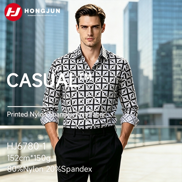 Factory Direct Selling Nylon Spandex Printed Knitted Fabric Men's Ice Silk Thin Casual Business Plai | product image