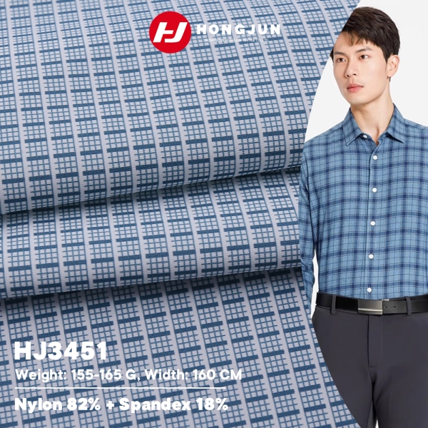 High Quality Polyamide Spandex Double Warp Plain Woven Printed Checked Fabric for Men s Thin Busines | product image