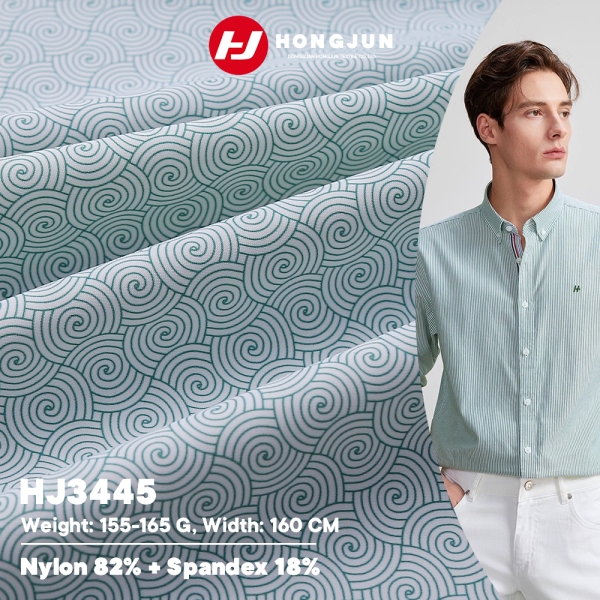 Hot Sale Nylon Ammonia Double Warp Weaving Spiral Pattern Printed Men Summer Thin Fabric for Shirts  | product image