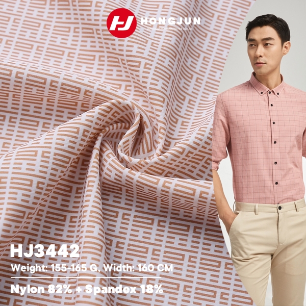 Direct Selling Soft Nylon Spandex Double Warp Flat Checked Print Thin Fabric for Men Casual Shirts T | product image
