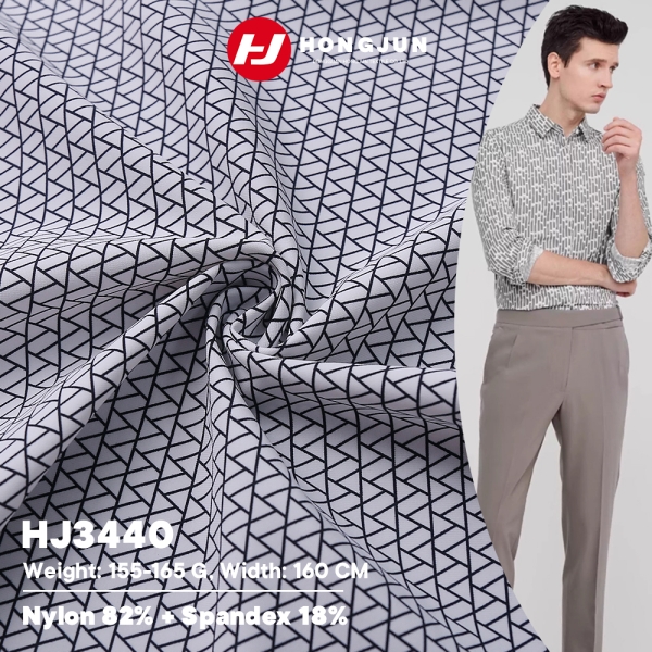 Low Price Nylon Spandex Double Warp Flat Knitted Geometric Lattice Printed Fabric for Men Business C | product image