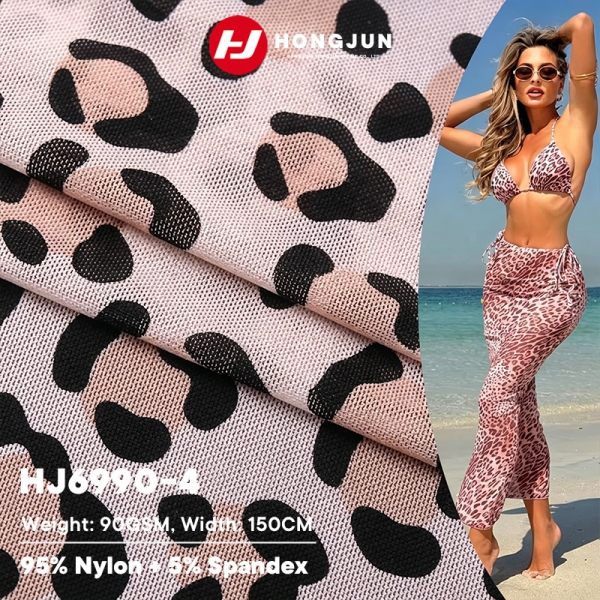 Factory Wholesale Cheetah Pattern Mesh Fabric Lightweight Sheer Shiny for Party Costume | product image