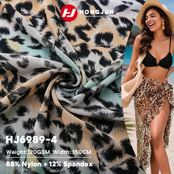Brand New Premium Stretch Leopard Printed Nylon Fabric Durable Anti-Fade for Women Swimwear Sarong D | product image