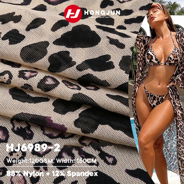 Direct Selling Gradient Leopard Print Nylon Spandex Swimwear Fabric 120GSM High Elastic Chlorine Res | product image