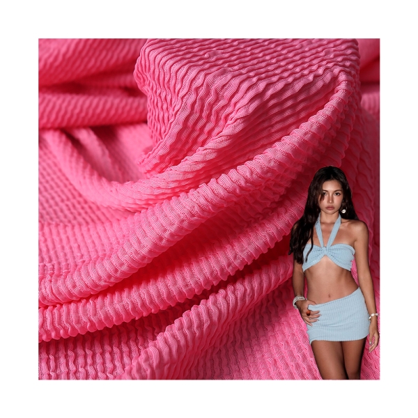 Factory Wholesale Polyester Spandex Spot 320G Small Wave Jacquard Knitted Fabric Elastic Sports Swim | product image
