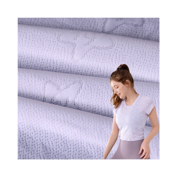 Wholesale Nylon Spandex Mesh Jacquard Cool Mesh Quick Drying Elastic Knitted Sportswear T-shirt Unde | product image