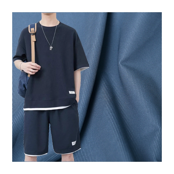 Factory Direct Sale 180G Nylon Spandex Waffle Knit Skin Friendly Fabric Men's T-shirt Sportswear Bre | product image