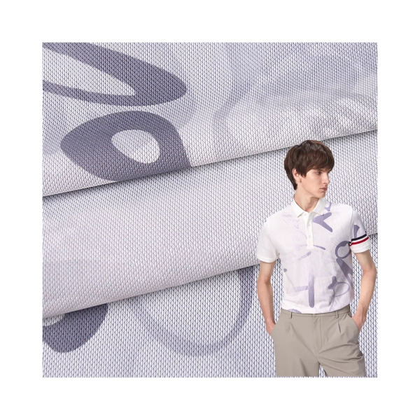 High Quality Nylon Spandex Printed Bead Mesh Sportswear Fabric Bird Eye Men's Shirt Polo Shirt T-shi | product image