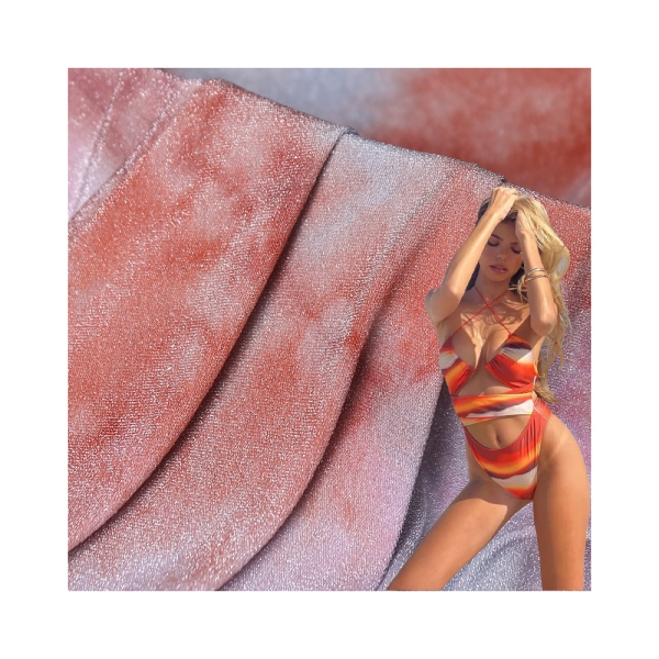 Tie Dyed Fabric Made of Polyester Spandex and Metal Wire for Making Sparkling Dresses Stage Costumes | product image