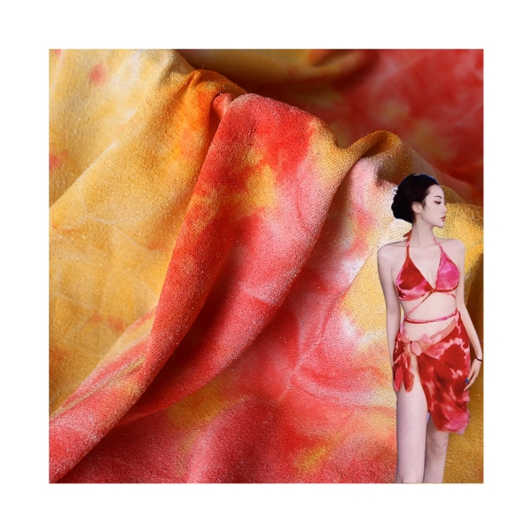 Tie Dyed Fabric Made of Polyester Spandex and Metal Wire for Making Sparkling Dresses Stage Costumes | product image