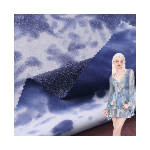 Brand New Nylon and Spandex Metal Wire Tie Dye Knit Fabric Sparkling Dress Stage Wear Performance We | product image