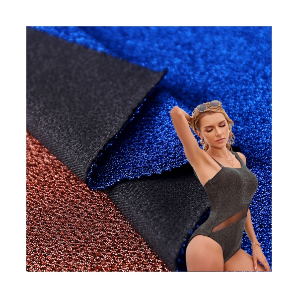 Factory Direct Selling Inventory Nylon Spandex Metal Wire Knitted Fabric Sparkling Dress Stage Wear  | product image
