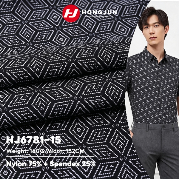 Premium Nylon Spandex Print Fabric Drape Breathable for Men Business Casual Polo Shirt Print T Shirt | product image