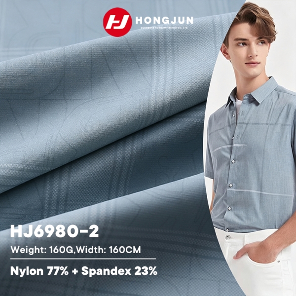 Professional Nylon Letter Plaid Print Knit Fabric Lightweight for Men Casual Business Shirt T Shirt  | product image