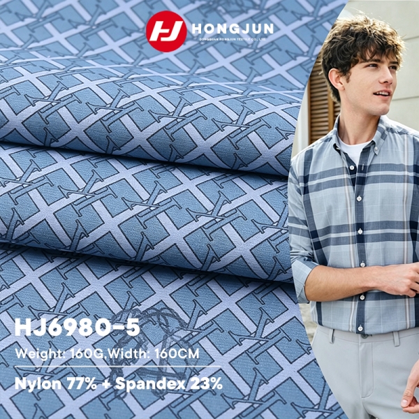 Factory Direct Nylon Geometric Print Shirt Fabric for Men Casual Print Short Sleeve T Shirt Business | product image