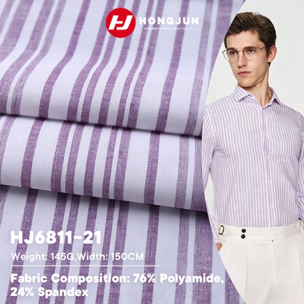 High Performance Nylon Bold Stripe Print Knit Fabric Breathable Lightweight for Men Casual Business  | product image