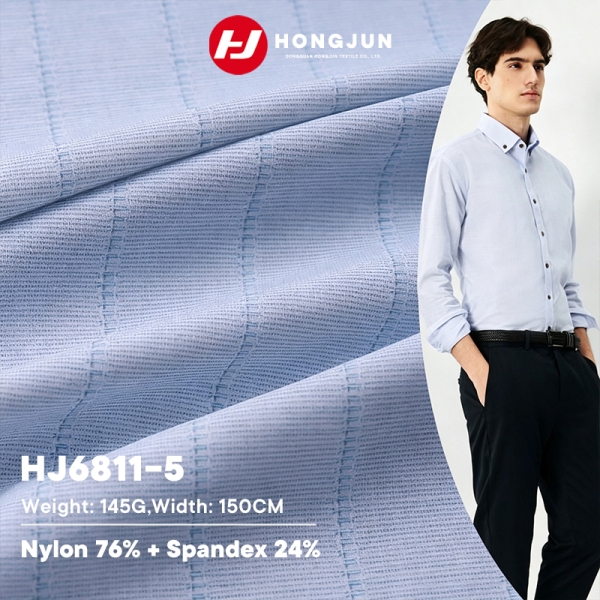Factory Supply Nylon Spandex Double Warp Knit Stripe Print Fabric Lightweight for Men Casual Busines | product image