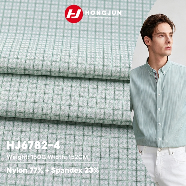 Factory Direct Nylon Spandex Plaid Print Knit Fabric with Geometric Pattern for Men Casual Business  | product image