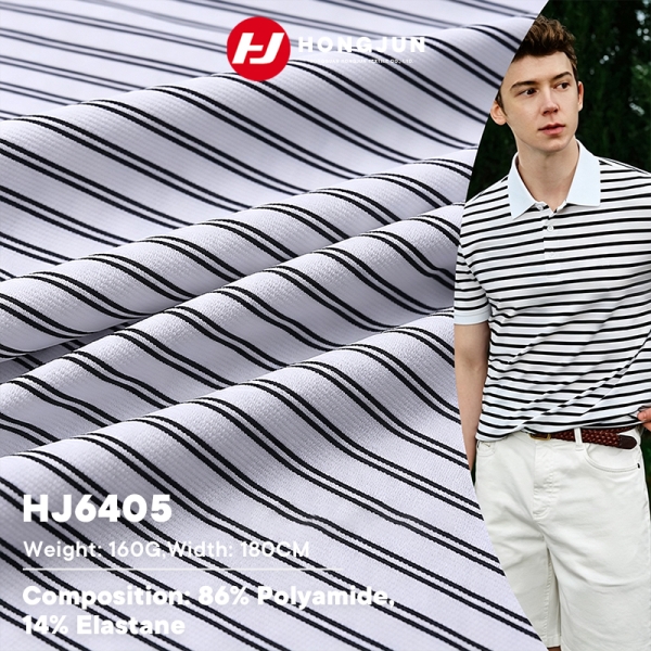 Superior Nylon Spandex Stripe Knit Fabric Moisture Wicking Breathable for Men Business Casual Shirt  | product image