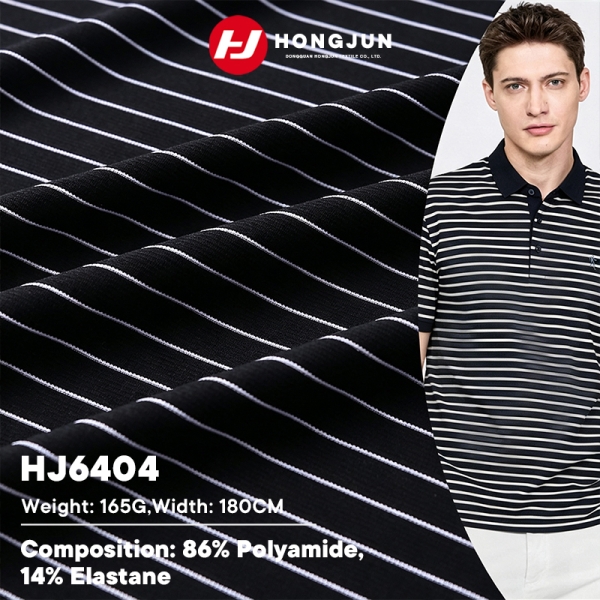 High Quality 165g Nylon Spandex Stripe Knit Fabric Breathable for Men Business Casual Polo Shirt and | product image