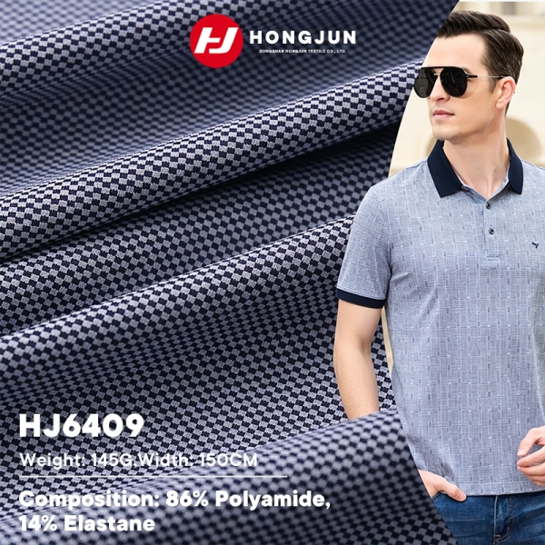 Nylon Spandex Small Checkerboard Knit Fabric Lightweight for Men Sports Casual Business Shirt Polo T | product image