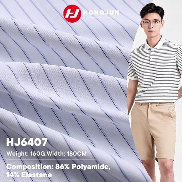 Premium 160g Nylon Spandex Stripe Cooling Knit Fabric for Men Casual Business Polo Shirt and T Shirt | product image