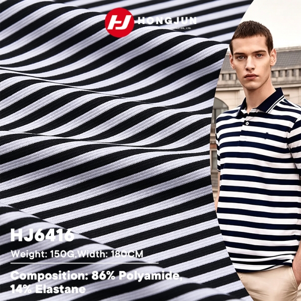 Nylon Spandex Stripe Knit Fabric Breathable Comfortable for Men Casual Business Polo T Shirt and Sho | product image
