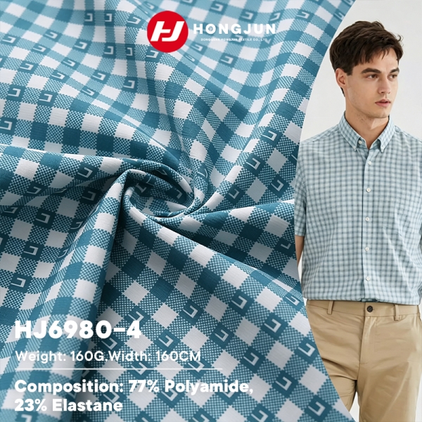 High Quality Nylon Plaid Print Knit Fabric Cooling Breathable for Men Casual Business Shirt and T Sh | product image